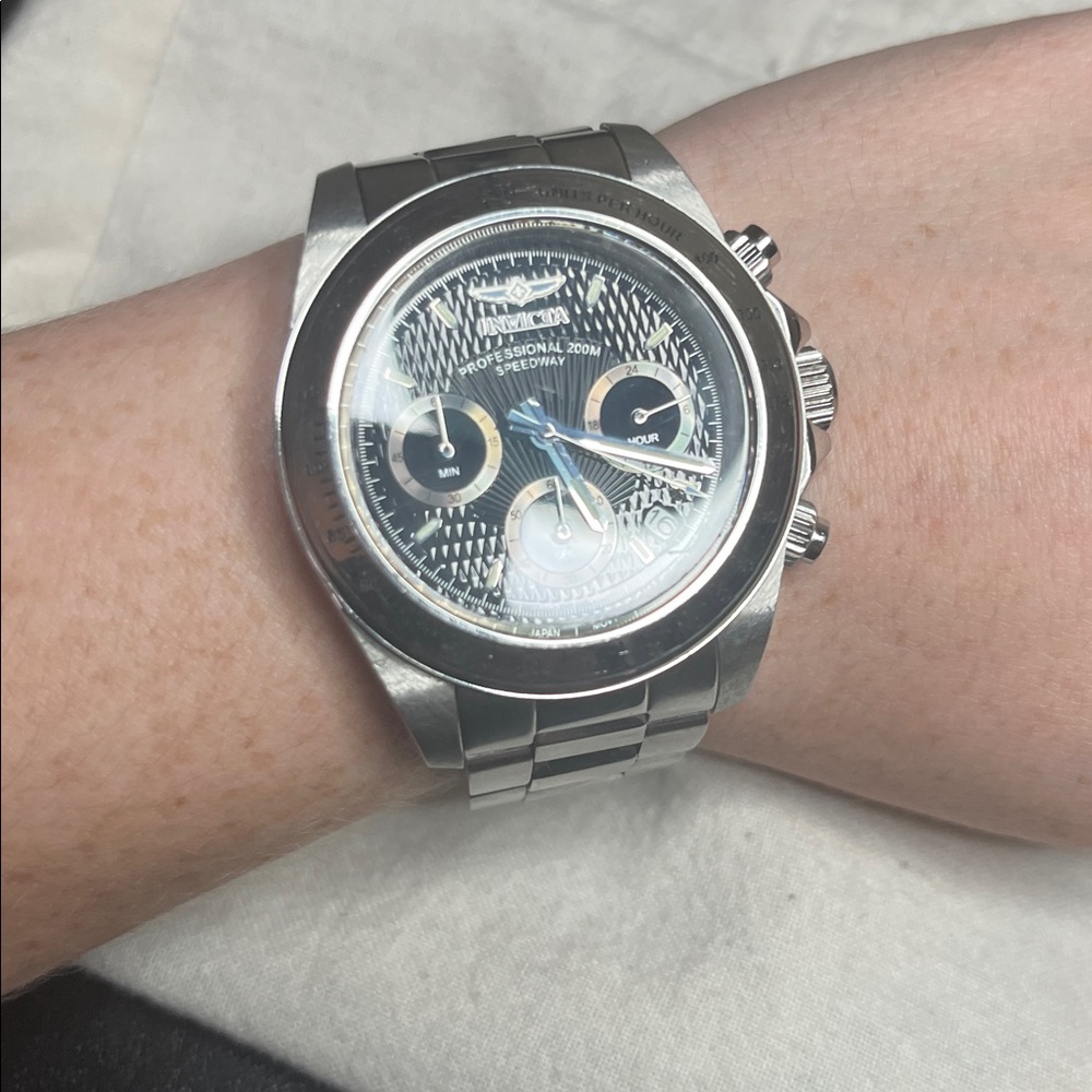 Invicta Silver and Blue Chronograph Watch